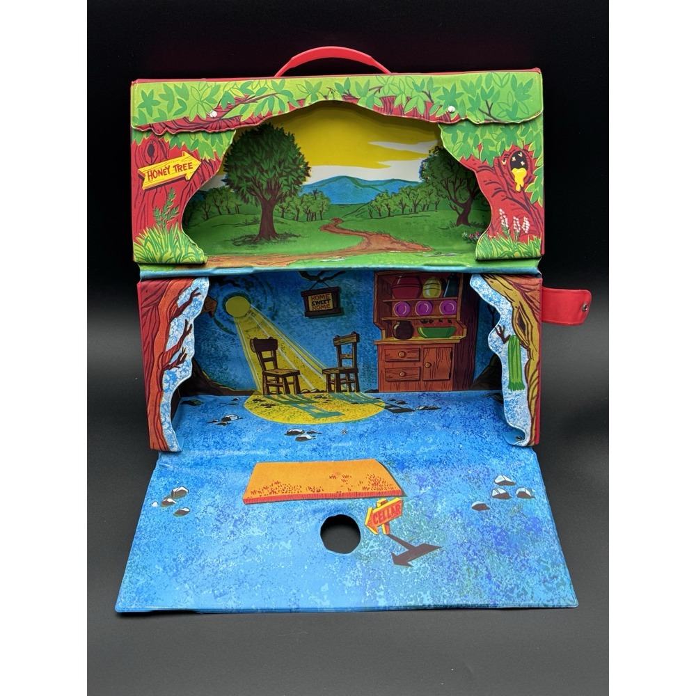 RARE VTG 1970's Sears Winnie The Pooh Carry-all Playhouse Case Toy Fold-out EUC